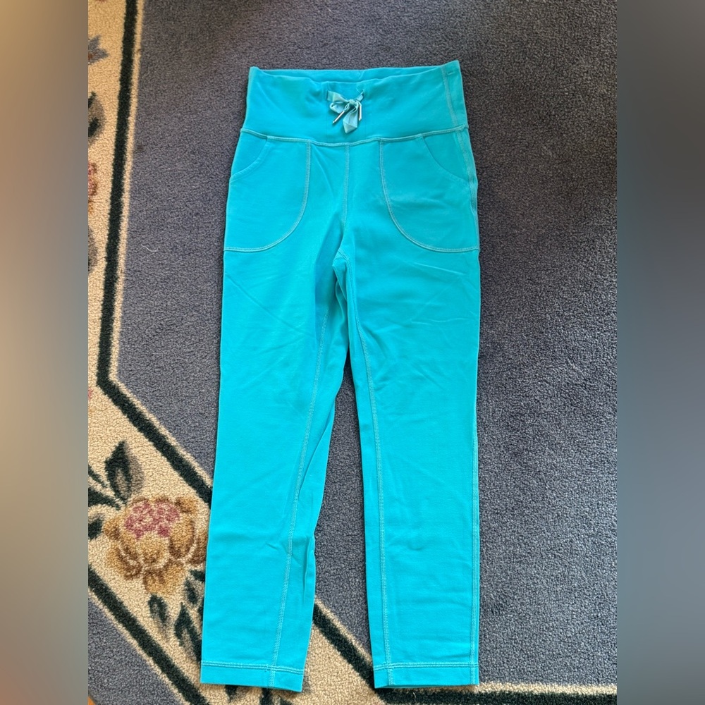 Lululemon ‘Skinny Will’ Cropped Turquoise High-Rise Leggings 4